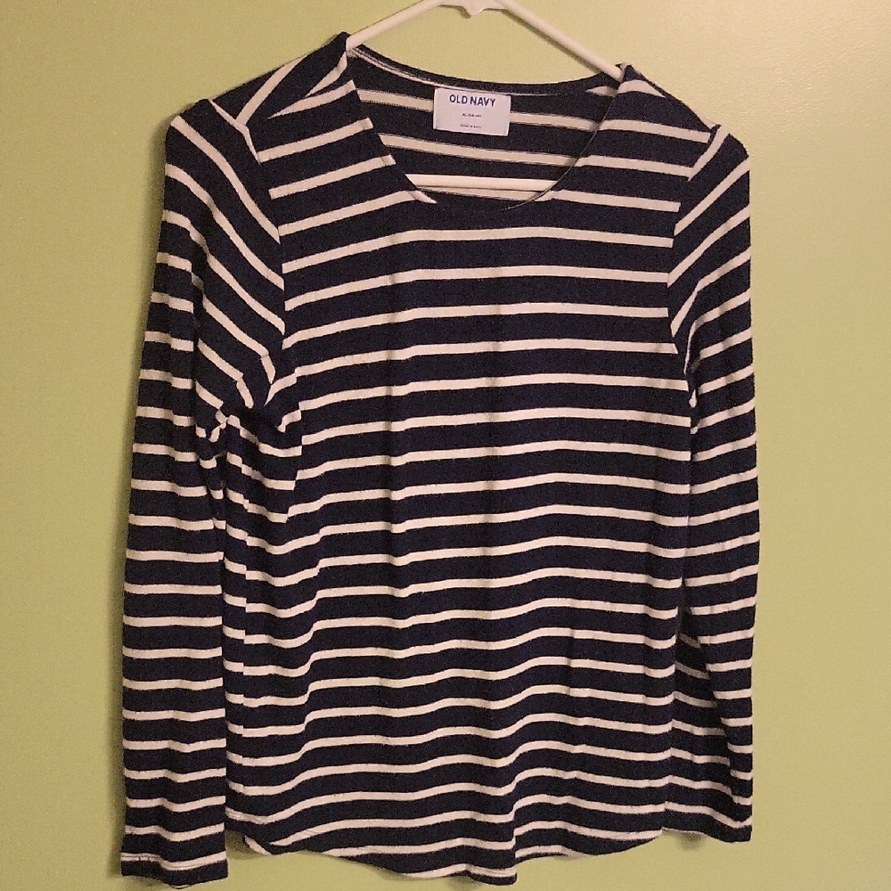 Old Navy Navy and White Striped Girls Top